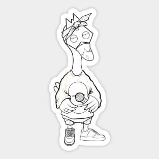 Super dope Slluks character gangster duckie chilling ink-pencil black-and-white  illustration Sticker